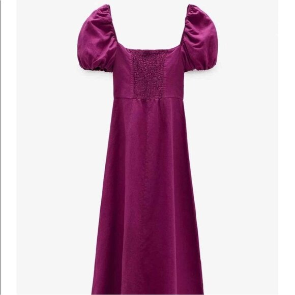 Zara Midi Plum Dress with Buttons - Picture 2 of 2